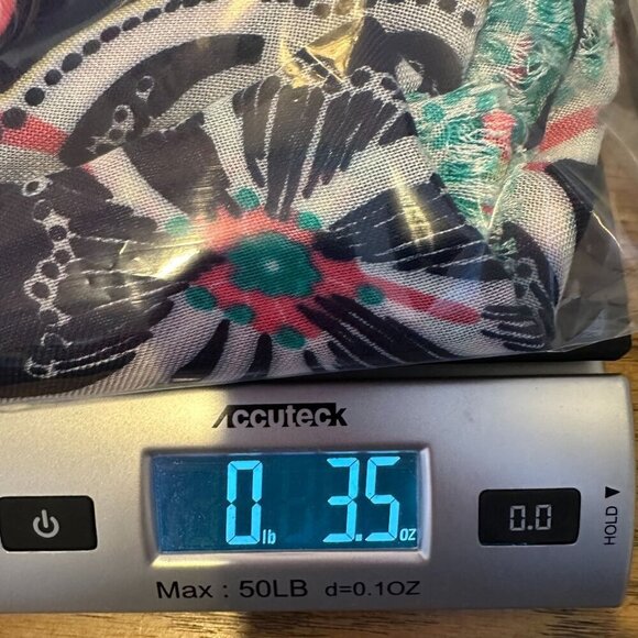 Floral Scarf Oblong Vibrant Flower Pink Navy Frayed Ends Fringe Long Wrap Hijab - Picture 13 of 13